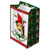 Sac Cadeau Moyen Joyeux Noël Beagle (Devant Angle)