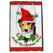 Sac Cadeau Moyen Joyeux Noël Beagle (Devant)