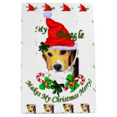 Sac Cadeau Moyen Joyeux Noël beagle (Devant)