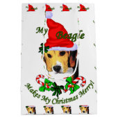 Sac Cadeau Moyen Joyeux Noël beagle (Dos)