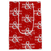 Sac Cadeau Moyen Joyeux Noël Bonne Année Et Snowflakes (Dos)