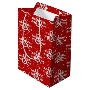 Sac Cadeau Moyen Joyeux Noël Bonne Année Et Snowflakes