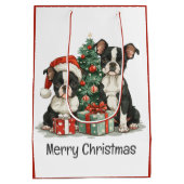 Sac Cadeau Moyen Joyeux Noël Boston Terrier Chiens (Dos)