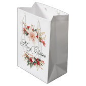 Sac Cadeau Moyen Joyeux Noël Calligraphie aquarelle Floral (Dos Angle)
