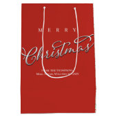 Sac Cadeau Moyen Joyeux Noël Calligraphie Script mignon Rouge Plaid (Dos)