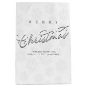 Sac Cadeau Moyen Joyeux Noël Calligraphie Silver Snowflake (Devant)