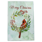 Sac Cadeau Moyen Joyeux Noël Cardinal Classique  (Devant)