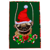 Sac Cadeau Moyen Joyeux Noël Carlin de Père Noël (Devant)