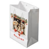 Sac Cadeau Moyen Joyeux Noël Chiens Shih Tzu (Devant Angle)