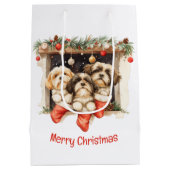 Sac Cadeau Moyen Joyeux Noël Chiens Shih Tzu (Dos)
