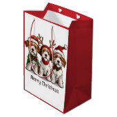 Sac Cadeau Moyen Joyeux Noël Chiens Welsh Wire Fox Terrier (Dos Angle)