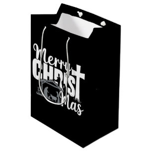 Sac Cadeau Moyen Joyeux Noël chrétien Jésus Famille 