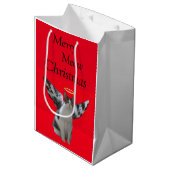 Sac Cadeau Moyen Joyeux Noël d'ange de chat (Devant Angle)