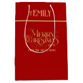 Sac Cadeau Moyen Joyeux Noël Gold Fancy Typographie (Devant)