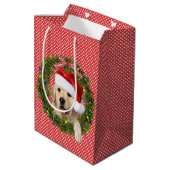 Sac Cadeau Moyen Joyeux Noël Golden Retriever en pois (Dos Angle)
