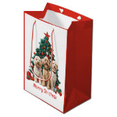 Sac Cadeau Moyen Joyeux Noël Goldendoodle Chiens (Devant Angle)