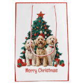 Sac Cadeau Moyen Joyeux Noël Goldendoodle Chiens (Dos)