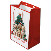 Sac Cadeau Moyen Joyeux Noël Goldendoodle Chiens (Dos Angle)