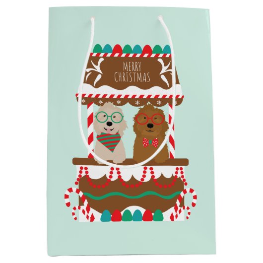 Sac Cadeau Moyen Joyeux Noël Goldendoodles Chiens de vacances (Devant)