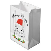 Sac Cadeau Moyen Joyeux Noël Guinée porc dans un chapeau de Père No (Devant Angle)