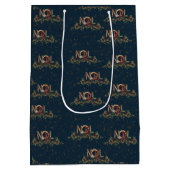 Sac Cadeau Moyen Joyeux Noël Holly Noel Flocon de neige Or Rouge Bl (Dos)