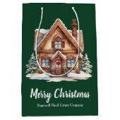 Sac Cadeau Moyen Joyeux Noël Immobilier Société Green Custom (Devant)