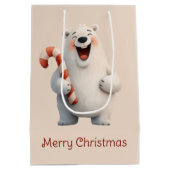 Sac Cadeau Moyen Joyeux Noël mignon Ours Polaire Design (Dos)