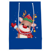 Sac Cadeau Moyen Joyeux Noël mignon Rudolph Le renne du nez rouge (Dos)