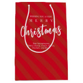 Sac Cadeau Moyen Joyeux Noël mignon Whimsical Rouge rayé amusant (Devant)
