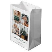 Sac Cadeau Moyen Joyeux Noël | Modern Four Photo Collage (Dos Angle)