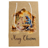 Sac Cadeau Moyen Joyeux Noël Nativité (Devant)