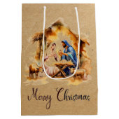 Sac Cadeau Moyen Joyeux Noël Nativité (Dos)