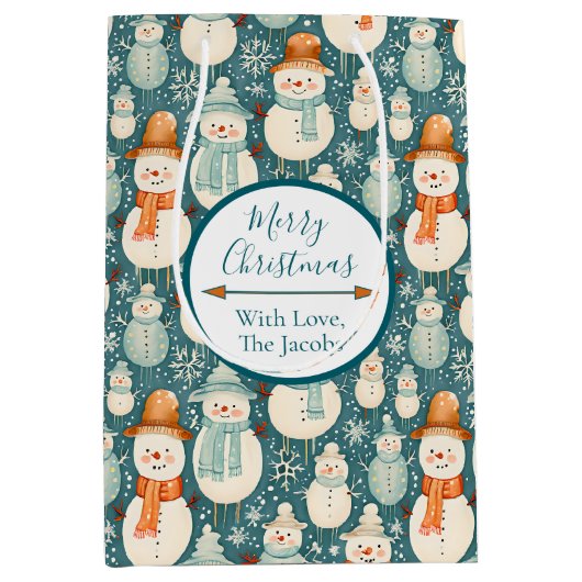 Sac Cadeau Moyen Joyeux Noël | Noël des motoneiges (Devant)