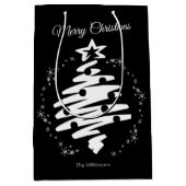 Sac Cadeau Moyen Joyeux Noël Noir Blanc Minimal Vacances Modernes (Devant)