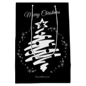 Sac Cadeau Moyen Joyeux Noël Noir Blanc Minimal Vacances Modernes (Dos)