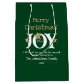 Sac Cadeau Moyen Joyeux Noël Nom du script rustique Green Chic (Devant)