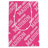 Sac Cadeau Moyen Joyeux Noël Nom Typographie rose (Devant)