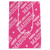 Sac Cadeau Moyen Joyeux Noël Nom Typographie rose (Dos)