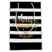 Sac Cadeau Moyen Joyeux Noël Parties scintillant or tendance Design (Devant)