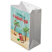Sac Cadeau Moyen Joyeux Noël Plage (Devant Angle)