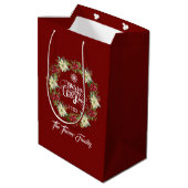 Sac Cadeau Moyen Joyeux Noël Poinsettia Monogram Noël (Dos Angle)