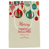 Sac Cadeau Moyen Joyeux Noël rétro baubles du milieu du siècle simp (Devant)