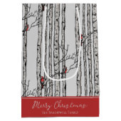 Sac Cadeau Moyen Joyeux Noël Rouge Cardinal Oiseau & Birch Tree (Dos)