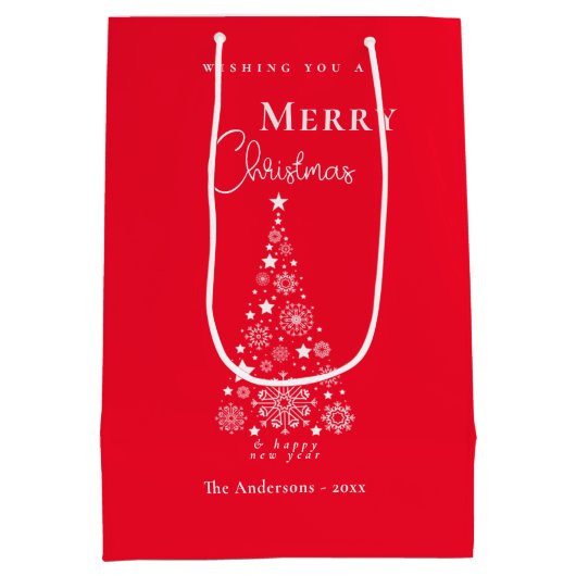 Sac Cadeau Moyen Joyeux Noël Rouge Festif (Dos)