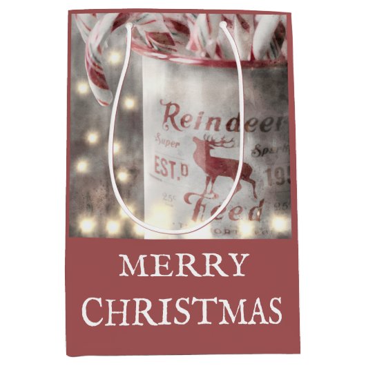Sac Cadeau Moyen Joyeux Noël rustique (Devant)