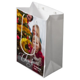 Sac Cadeau Moyen Joyeux Noël Simple Photo personnalisée