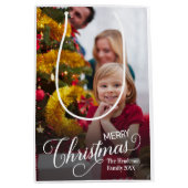Sac Cadeau Moyen Joyeux Noël Simple Photo personnalisée (Devant)