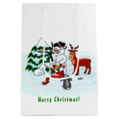 Sac Cadeau Moyen Joyeux Noël ! Snowman avec amis (Dos)