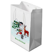 Sac Cadeau Moyen Joyeux Noël ! Snowman avec amis (Dos Angle)