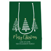 Sac Cadeau Moyen Joyeux Noël vert 3 Nom de l'arbre de script Fantai (Dos)